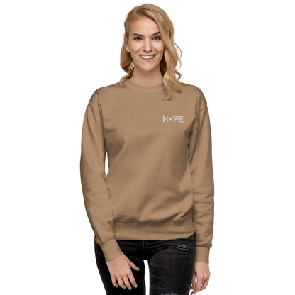 Latte HOPE sweatshirt with the HOPE logo embroidered on the front