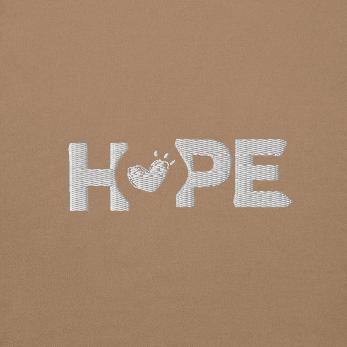Latte HOPE sweatshirt with the HOPE logo embroidered on the front