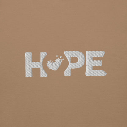 Latte HOPE sweatshirt with the HOPE logo embroidered on the front