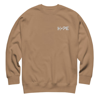 Latte HOPE sweatshirt with the HOPE logo embroidered on the front